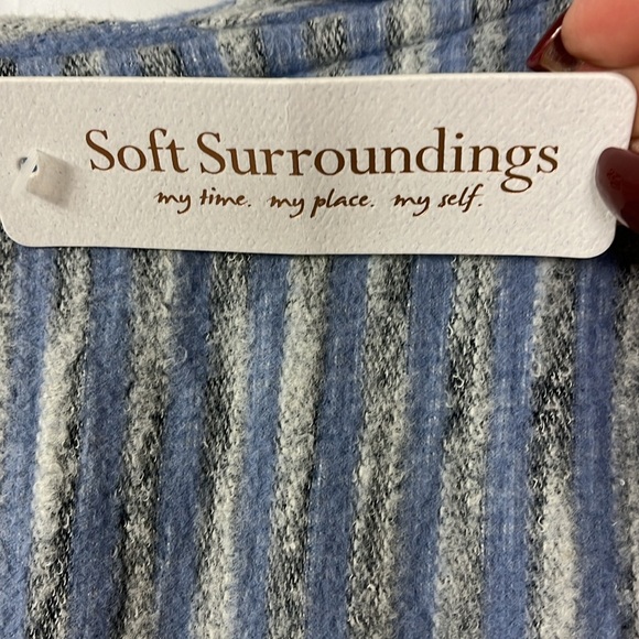 NWT Soft Surroundings high/low dusty blue softened stripes tunic Sz L - Picture 10 of 10